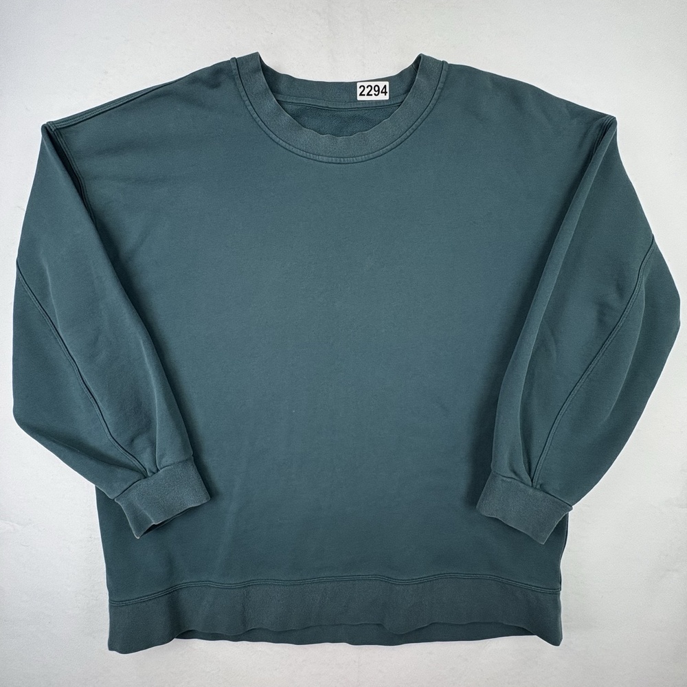 Lululemon Sweatshirt Mens 2XL Green Fleece Crewneck Pullover Run Logo Training